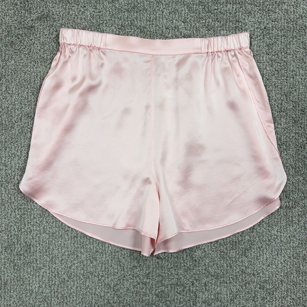 Petite Plume Pajama Sleep Shorts Womens Large Pink Silk Satin Lounge Summer